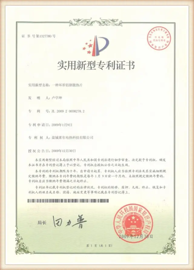 Patent certificate (2)